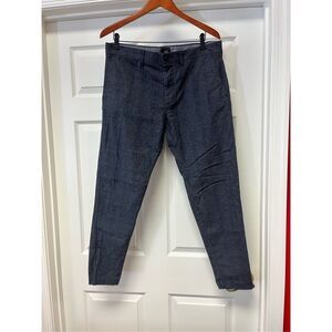 J. Crew 484 Slim Gray Blue Plaid Stretch Pants sz 33X32 EUC